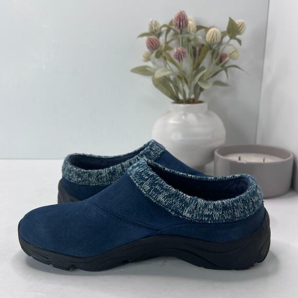 Vionic Arbor Suede Knit Cuff Slip On Clog Blue Women's 6 NWOB Casual Microfleece - Picture 6 of 9